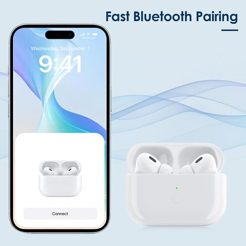 حافظة شحن لاسلكية متوافقة مع Air Pods Pro 2، منفذ شحن من النوع C بقدرة 600 مللي أمبير في الساعة بديل لشاحن البطارية المدمج مع زر مزامنة الاقتران بدون سماعات أذن، أبيض in Saudi Arabia