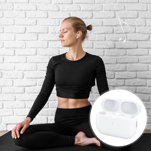 حافظة شحن لاسلكية متوافقة مع Air Pods Pro 2، منفذ شحن من النوع C بقدرة 600 مللي أمبير في الساعة بديل لشاحن البطارية المدمج مع زر مزامنة الاقتران بدون سماعات أذن، أبيض in Saudi Arabia