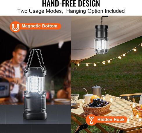 VEVOR LED Camping Lantern, All-in-one, 1000LM, 360° Illumination, 4 Lighting Modes, Rechargeable Outdoor Flashlight, USB Charging, Durable Robust Light, Ideal for Hiking Fishing Outages Car Repairs in Saudi Arabia
