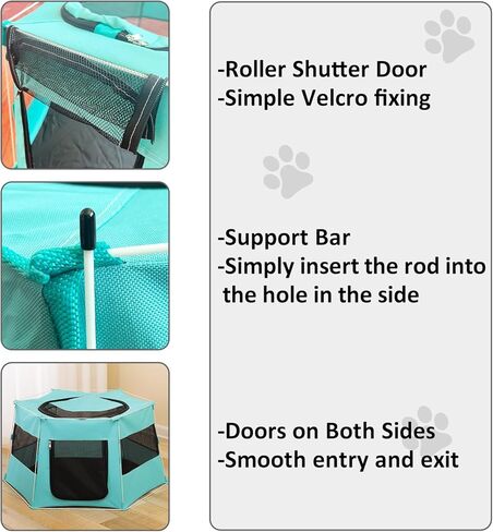 غرفة تسليم القطط، روضة حيوانات أليفة محمولة قابلة للطي للقطط، قلم تمرين، خيام عزل، أقفاص للكلاب، منزل بيت رائع للاستخدام الداخلي والخارجي، استخدام جرو أرنب (كبير + أزرق) in Kuwait