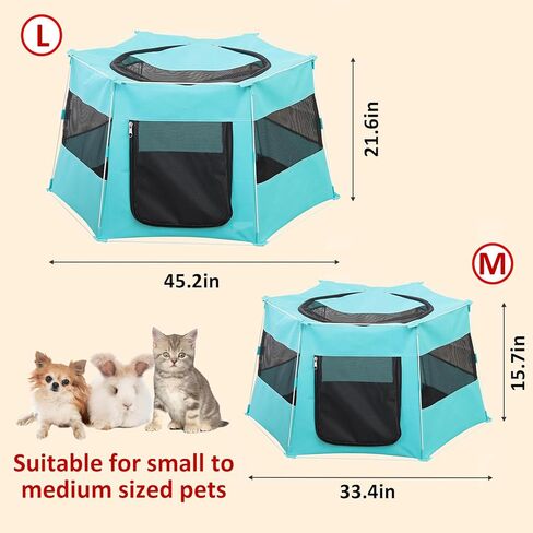 غرفة تسليم القطط، روضة حيوانات أليفة محمولة قابلة للطي للقطط، قلم تمرين، خيام عزل، أقفاص للكلاب، منزل بيت رائع للاستخدام الداخلي والخارجي، استخدام جرو أرنب (كبير + أزرق) in Kuwait