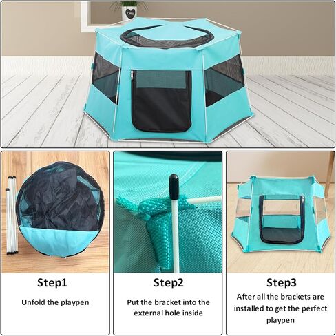 غرفة تسليم القطط، روضة حيوانات أليفة محمولة قابلة للطي للقطط، قلم تمرين، خيام عزل، أقفاص للكلاب، منزل بيت رائع للاستخدام الداخلي والخارجي، استخدام جرو أرنب (كبير + أزرق) in Kuwait