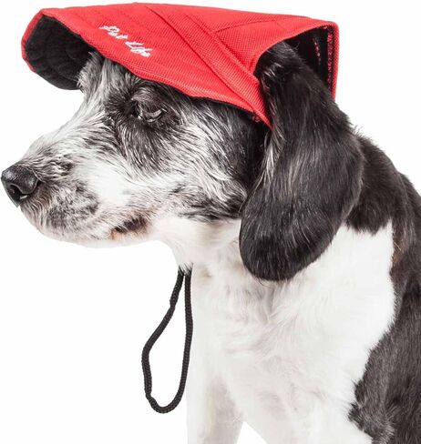 Pet Life ® Fashion Dog Hat مع حماية من الأشعة فوق البنفسجية - توفر ظلًا أكثر من الموزة الخاصة بالكلاب - تتميز بفتحات للأذن وخيوط فكية قابلة للتعديل - إضافة رائعة لملابس الكلاب in Kuwait