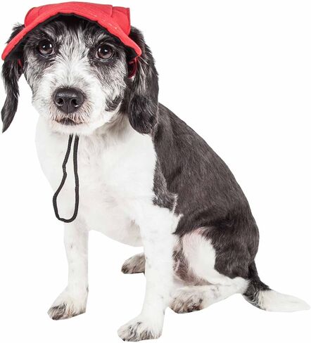 Pet Life ® Fashion Dog Hat مع حماية من الأشعة فوق البنفسجية - توفر ظلًا أكثر من الموزة الخاصة بالكلاب - تتميز بفتحات للأذن وخيوط فكية قابلة للتعديل - إضافة رائعة لملابس الكلاب in Kuwait