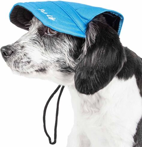 Pet Life ® Fashion Dog Hat مع حماية من الأشعة فوق البنفسجية - توفر ظلًا أكثر من الموزة الخاصة بالكلاب - تتميز بفتحات للأذن وخيوط فكية قابلة للتعديل - إضافة رائعة لملابس الكلاب in Kuwait