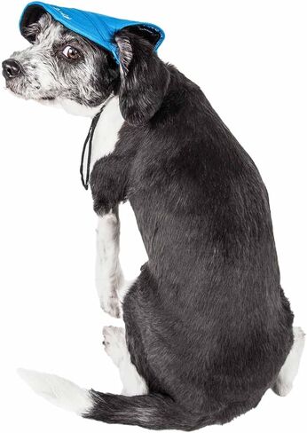 Pet Life ® Fashion Dog Hat مع حماية من الأشعة فوق البنفسجية - توفر ظلًا أكثر من الموزة الخاصة بالكلاب - تتميز بفتحات للأذن وخيوط فكية قابلة للتعديل - إضافة رائعة لملابس الكلاب in Kuwait