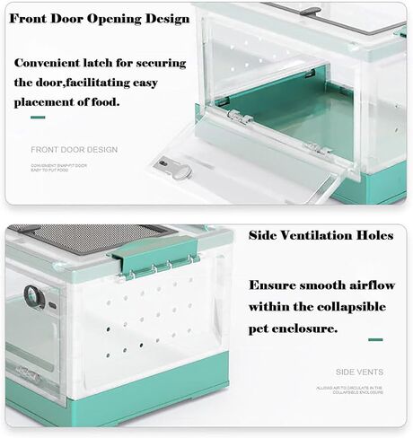 Large Portable Reptile Tank with Multi-Observation Perspective Foldable and Bottom Pulley, Ideal Habitat for Gecko, Frog, Spider and so on (White) in Kuwait