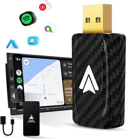 Android Auto Wireless Adapter for Car Small Android auto Dongle for Converts Wired Android Auto to Wireless Android Auto for Car Model 2017+ Play Plug Easy Setup in Kuwait