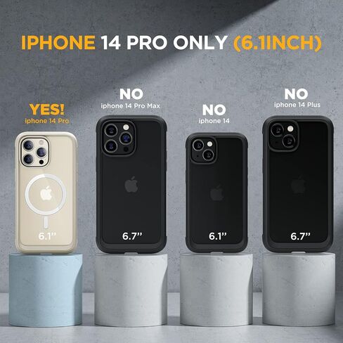 حافظة Miracase لكامل الجسم لهاتف iPhone 14 Pro، [خالية من الفقاعات] [متوافقة مع MagSafe] [واقي شاشة زجاجي مقوى مدمج] حافظة واقية متينة مع واقي عدسة الكاميرا، لون أصفر مغناطيسي in Kuwait