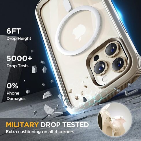 حافظة Miracase لكامل الجسم لهاتف iPhone 14 Pro، [خالية من الفقاعات] [متوافقة مع MagSafe] [واقي شاشة زجاجي مقوى مدمج] حافظة واقية متينة مع واقي عدسة الكاميرا، لون أصفر مغناطيسي in Kuwait