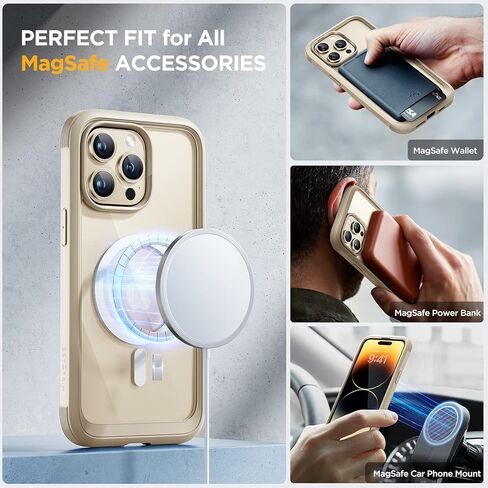 حافظة Miracase لكامل الجسم لهاتف iPhone 14 Pro، [خالية من الفقاعات] [متوافقة مع MagSafe] [واقي شاشة زجاجي مقوى مدمج] حافظة واقية متينة مع واقي عدسة الكاميرا، لون أصفر مغناطيسي in Kuwait