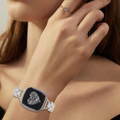 Bling Love Clover Bands For Women Compatible With Versa 4/Versa 3/Sense 2/Sense Stainless Steel Adjustable Replacement Strap. in Saudi Arabia