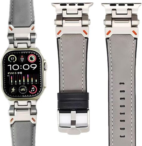 سعر المصنع الأصلي جلد Apple المقاوم للعرق والسيليكون الهجين Apple Watch Bands 42mm 44mm 45mm 46mm 49mm للرجال، صممه المصمم الإيطالي الشهير Matteo، موصلات معدنية مرنة قوية، حزام Apple من الجلد الأصلي لـ iWatch Ultra 2/1 Series 10 9 in Saudi Arabia