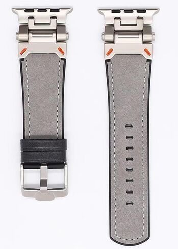 سعر المصنع الأصلي جلد Apple المقاوم للعرق والسيليكون الهجين Apple Watch Bands 42mm 44mm 45mm 46mm 49mm للرجال، صممه المصمم الإيطالي الشهير Matteo، موصلات معدنية مرنة قوية، حزام Apple من الجلد الأصلي لـ iWatch Ultra 2/1 Series 10 9 in Saudi Arabia