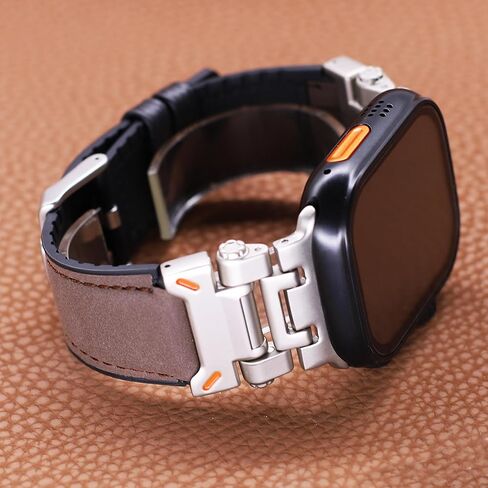 سعر المصنع الأصلي جلد Apple المقاوم للعرق والسيليكون الهجين Apple Watch Bands 42mm 44mm 45mm 46mm 49mm للرجال، صممه المصمم الإيطالي الشهير Matteo، موصلات معدنية مرنة قوية، حزام Apple من الجلد الأصلي لـ iWatch Ultra 2/1 Series 10 9 in Saudi Arabia