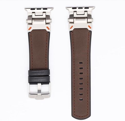 سعر المصنع الأصلي جلد Apple المقاوم للعرق والسيليكون الهجين Apple Watch Bands 42mm 44mm 45mm 46mm 49mm للرجال، صممه المصمم الإيطالي الشهير Matteo، موصلات معدنية مرنة قوية، حزام Apple من الجلد الأصلي لـ iWatch Ultra 2/1 Series 10 9 in Saudi Arabia