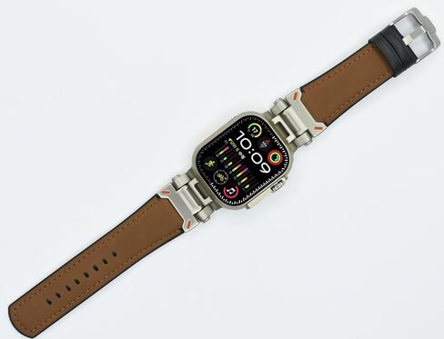 سعر المصنع الأصلي جلد Apple المقاوم للعرق والسيليكون الهجين Apple Watch Bands 42mm 44mm 45mm 46mm 49mm للرجال، صممه المصمم الإيطالي الشهير Matteo، موصلات معدنية مرنة قوية، حزام Apple من الجلد الأصلي لـ iWatch Ultra 2/1 Series 10 9 in Kuwait