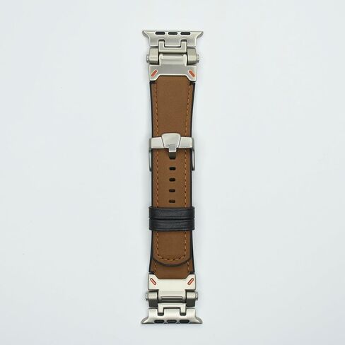 سعر المصنع الأصلي جلد Apple المقاوم للعرق والسيليكون الهجين Apple Watch Bands 42mm 44mm 45mm 46mm 49mm للرجال، صممه المصمم الإيطالي الشهير Matteo، موصلات معدنية مرنة قوية، حزام Apple من الجلد الأصلي لـ iWatch Ultra 2/1 Series 10 9 in Kuwait