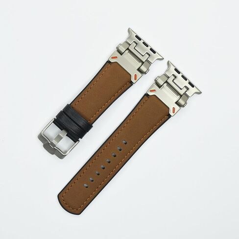 سعر المصنع الأصلي جلد Apple المقاوم للعرق والسيليكون الهجين Apple Watch Bands 42mm 44mm 45mm 46mm 49mm للرجال، صممه المصمم الإيطالي الشهير Matteo، موصلات معدنية مرنة قوية، حزام Apple من الجلد الأصلي لـ iWatch Ultra 2/1 Series 10 9 in Kuwait