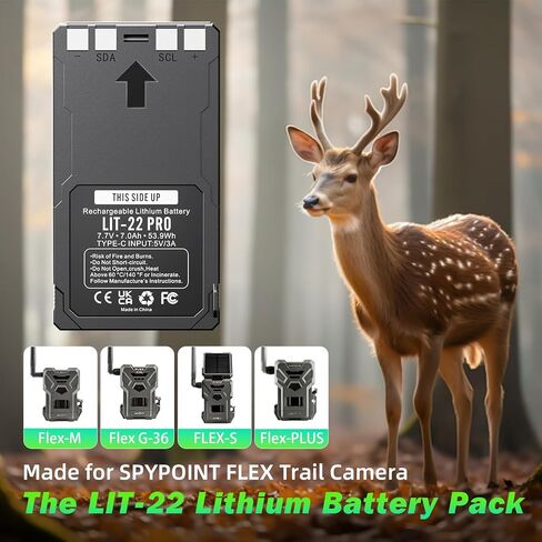 E EGOWAY 2-Pack 7000mAh Lit-22 بطاريات قابلة للشحن لكاميرا الصيد، متوافقة مع سلسلة Flex - Flex-M، Flex G-36، Flex-Plus، Flex-S، LIT-22 استبدال حزمة البطارية in Kuwait