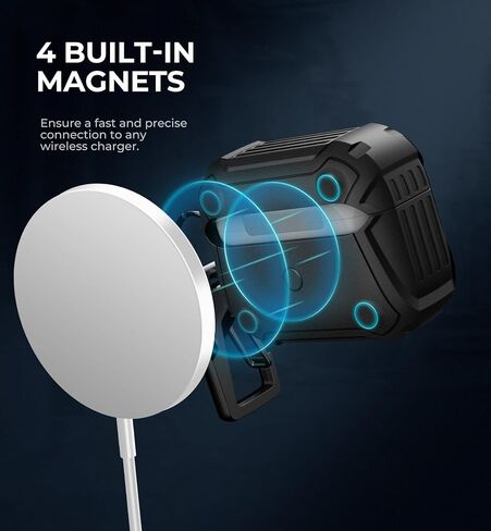 حافظة Dexnor المغناطيسية لأجهزة AirPods Pro الجيل الثاني/الأول (2023/2022/2019)، متوافقة مع MagSafe، قفل مقاوم للسقوط، غطاء واقٍ صلب مقاوم للصدمات لكامل الجسم، حافظات متينة مع حلقة تسلق in Kuwait