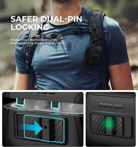 حافظة Dexnor المغناطيسية لأجهزة AirPods Pro الجيل الثاني/الأول (2023/2022/2019)، متوافقة مع MagSafe، قفل مقاوم للسقوط، غطاء واقٍ صلب مقاوم للصدمات لكامل الجسم، حافظات متينة مع حلقة تسلق in Kuwait