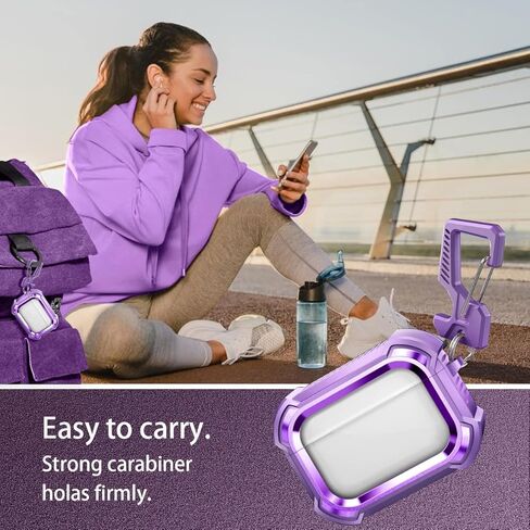 Dexnor Magnetic Case for AirPods Pro 2nd/1st Generation (2023/2022/2019), Compatible with MagSafe, Drop-Proof Lock Full-Body Shockproof Hard Protective Cover Rugged Bumper Cases with Carabiner in Kuwait