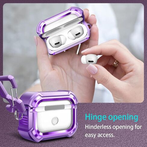 Dexnor Magnetic Case for AirPods Pro 2nd/1st Generation (2023/2022/2019), Compatible with MagSafe, Drop-Proof Lock Full-Body Shockproof Hard Protective Cover Rugged Bumper Cases with Carabiner in Kuwait