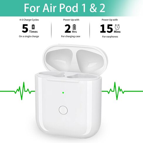 Wireless Charging Case Replacement Compatible with AirPods 1st & 2nd Generation, Charger Case for AirPods 1st & 2nd Charging Case with Bluetooth Pairing Sync Button- No Earbuds in Saudi Arabia