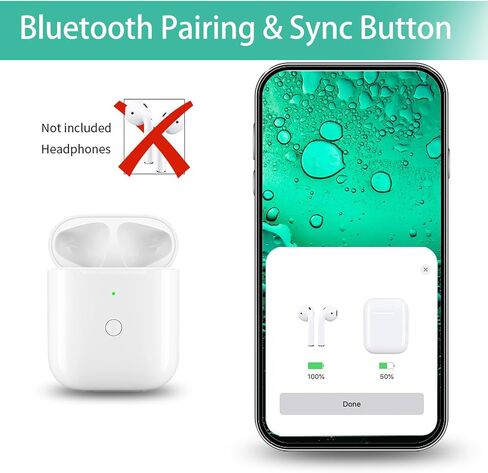 Wireless Charging Case Replacement Compatible with AirPods 1st & 2nd Generation, Charger Case for AirPods 1st & 2nd Charging Case with Bluetooth Pairing Sync Button- No Earbuds in Saudi Arabia