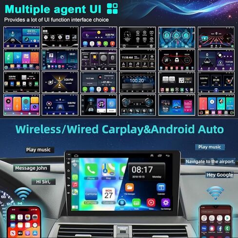 ستيريو سيارة أندرويد 10.2 بوصة لسيارة Honda Accord 2008-2013 مع CarPlay&Android Auto، شاشة لمس عالية الدقة Bluetooth5.2 راديو يدعم GPS/WiFi/راديو FM/SWC+HD كاميرا احتياطية/MIC/DSP in Kuwait