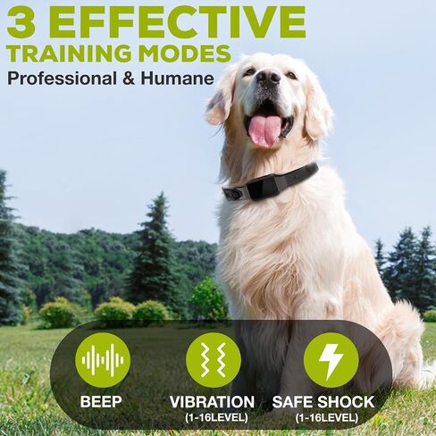 Dog Training Shock Collar for Large Medium Dogs (20-150 lbs) with Vibration, Electric Shock, Beep, Security Lock Mode, IPX7 Waterproof Rechargeable Remote Trainer E-Collar-Black in Saudi Arabia