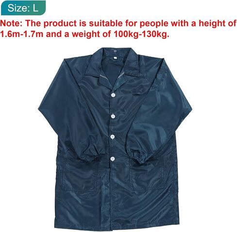 MECCANIXITY ESD Lab Coat Anti Static Clothing Science Jacket with Cuff Lapel Collar Wear Uniform Work for Men Women (Navy Blue, L) in Saudi Arabia