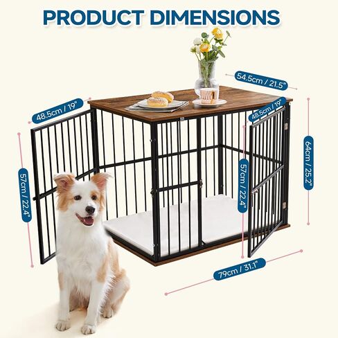 Max & Marlow Dog Crate Furniture Wooden Dog Crate End Table Dog Kennel Furniture Dog Crate Furniture for Dogs Indoor, 25"L x 18.5"W x 22.8"H, Brown in Saudi Arabia