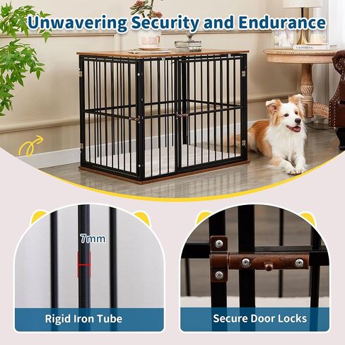 Max & Marlow Dog Crate Furniture Wooden Dog Crate End Table Dog Kennel Furniture Dog Crate Furniture for Dogs Indoor, 25"L x 18.5"W x 22.8"H, Brown in Saudi Arabia
