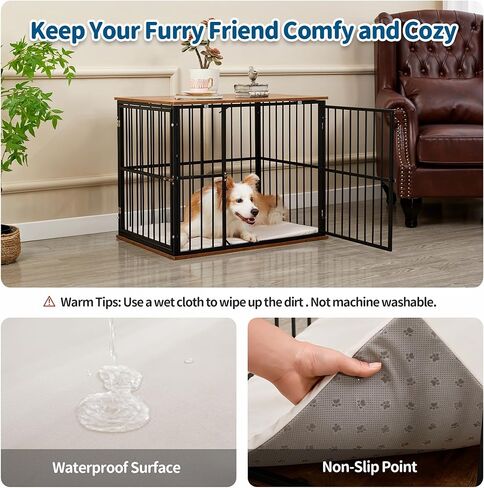 Max & Marlow Dog Crate Furniture Wooden Dog Crate End Table Dog Kennel Furniture Dog Crate Furniture for Dogs Indoor, 25"L x 18.5"W x 22.8"H, Brown in Saudi Arabia