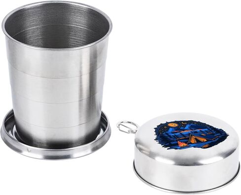 Stainless Steel Collapsible Cup,Portable Travel Folding Metal Cup with Lid and Keychain,Outdoor Camping Retractable Mug for Travel Camping Hiking Cycling,150 ml,Sunflower in Saudi Arabia