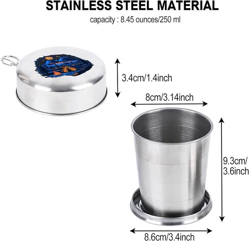 Stainless Steel Collapsible Cup,Portable Travel Folding Metal Cup with Lid and Keychain,Outdoor Camping Retractable Mug for Travel Camping Hiking Cycling,150 ml,Sunflower in Saudi Arabia