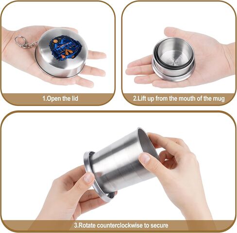 Stainless Steel Collapsible Cup,Portable Travel Folding Metal Cup with Lid and Keychain,Outdoor Camping Retractable Mug for Travel Camping Hiking Cycling,150 ml,Sunflower in Saudi Arabia