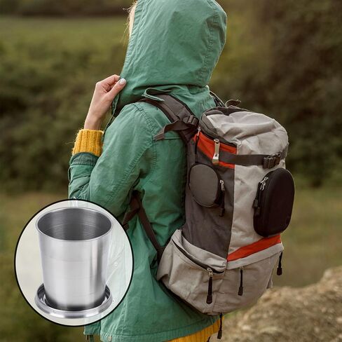 Stainless Steel Collapsible Cup,Portable Travel Folding Metal Cup with Lid and Keychain,Outdoor Camping Retractable Mug for Travel Camping Hiking Cycling,150 ml,Sunflower in Saudi Arabia