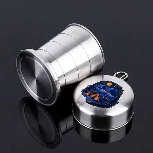 Stainless Steel Collapsible Cup,Portable Travel Folding Metal Cup with Lid and Keychain,Outdoor Camping Retractable Mug for Travel Camping Hiking Cycling,150 ml,Sunflower in Saudi Arabia