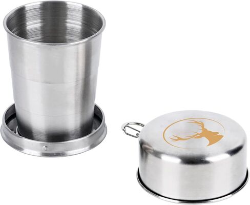 Stainless Steel Collapsible Cup,Portable Travel Folding Metal Cup with Lid and Keychain,Outdoor Camping Retractable Mug for Travel Camping Hiking Cycling,150 ml,Sunflower in Saudi Arabia