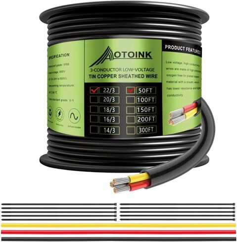 16/2 50FT Electrical Wire, 12/24V Flat Cable 16 Gauge Tinned Copper Tube Cover Wire for Automotive LED Lighting Boat in Saudi Arabia