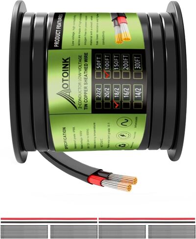 16/2 50FT Electrical Wire, 12/24V Flat Cable 16 Gauge Tinned Copper Tube Cover Wire for Automotive LED Lighting Boat in Saudi Arabia