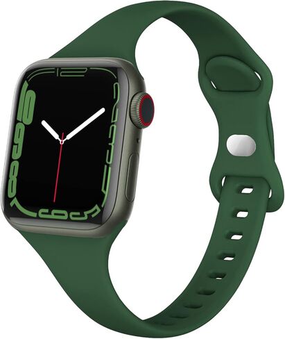 Compatible with Apple Watch Bands 41mm 38mm 40mm 42mm 44mm 45mm 49mm, Soft Sport Silicone Slim Thin Small Replacement Wristband for iWatch Ultra Series 9 8 7 6 5 4 3 2 1 SE Sport Edition Women Men in Kuwait