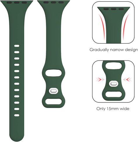 Compatible with Apple Watch Bands 41mm 38mm 40mm 42mm 44mm 45mm 49mm, Soft Sport Silicone Slim Thin Small Replacement Wristband for iWatch Ultra Series 9 8 7 6 5 4 3 2 1 SE Sport Edition Women Men in Kuwait