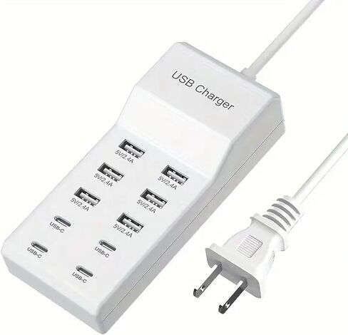 USB C Fast Charger, 10-Port Portable Charging Station, Suitable for Various Devices, Compatible with iPhone, iPad, Samsung, Google, Xiaomi, Huawei and Other USB Charging Devices in Saudi Arabia