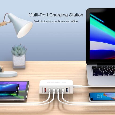 USB C Fast Charger, 10-Port Portable Charging Station, Suitable for Various Devices, Compatible with iPhone, iPad, Samsung, Google, Xiaomi, Huawei and Other USB Charging Devices in Saudi Arabia