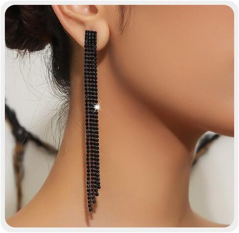 Summer Boho Bow Star Long Tassel Earrings for Women Girls Rhinestone Crystal Setting Womens Fringe Star Earrings Dangling Waterfall Beaded Chandelier Dangle Earrings Jewelry Gifts for Party Prom Statement Wedding Bridal Gold Silver in Saudi Arabia