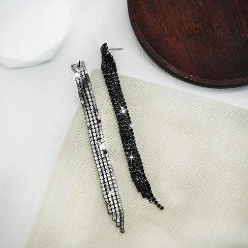 Summer Boho Bow Star Long Tassel Earrings for Women Girls Rhinestone Crystal Setting Womens Fringe Star Earrings Dangling Waterfall Beaded Chandelier Dangle Earrings Jewelry Gifts for Party Prom Statement Wedding Bridal Gold Silver in Saudi Arabia